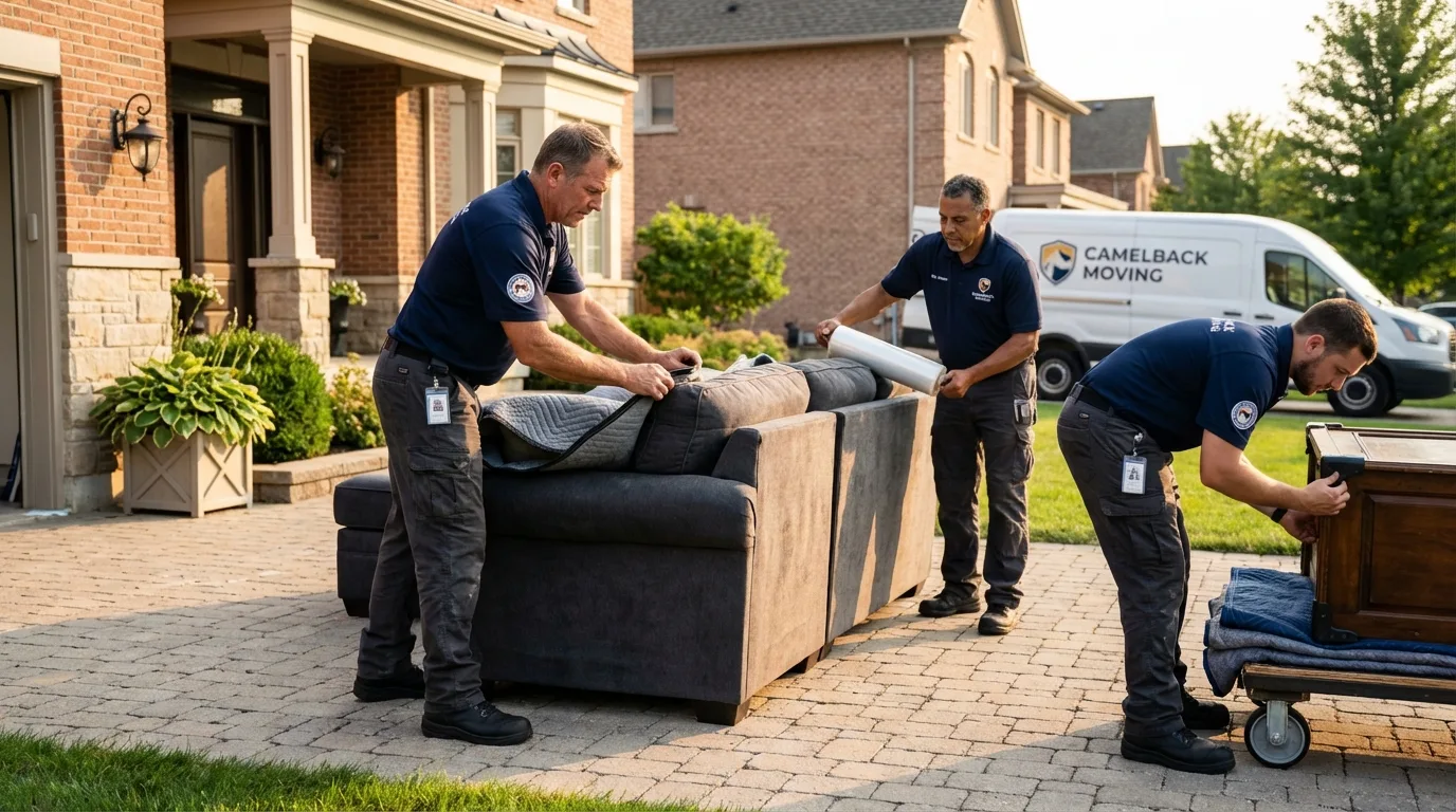 Large estate moving crew wrapping furniture in Little Silver, NJ