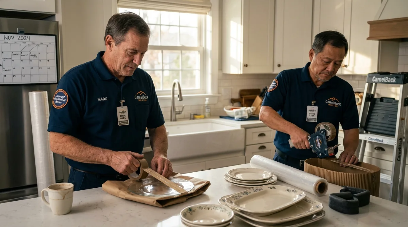 Professional crew packing kitchen dishware in Little Silver, NJ